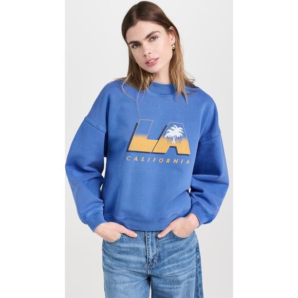 Frame Vintage La Sweatshirt in Washed Bright Blue S - Picture 1 of 10